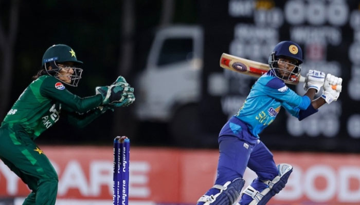 Sri Lanakan player plays a shot against Pakistan during the Womens Asia Cup semi-final on July 26, 2024. — PCB website