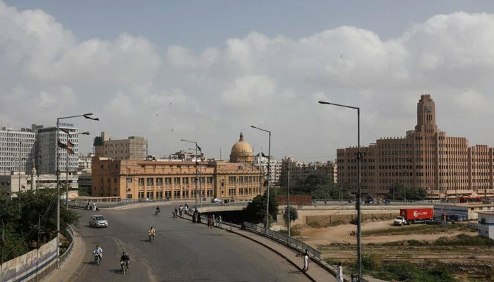 View of partial traffic with the Karachi Port Trust building, in the background, in Karachi, Pakistan September 2, 2023. — Reuters