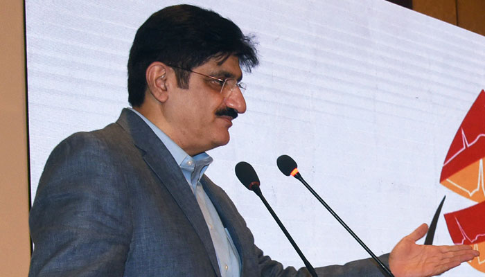 Sindh Chief Minister Syed Murad Ali Shah speaks at an event in a local hotel on July 7, 20254. — Facebook/Sindh Chief Minister House