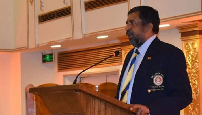 Sri Lankan High Commissioner to Pakistan Admiral (r) Ravindra C Wijegunaratne speaks at an event on June 25, 2024. — Facebook/The High Commission of Sri Lanka to Pakistan