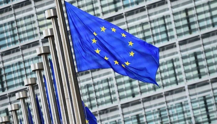 European flags fly outside the European Commission building, in Brussels, on May 8 2015. — AFP/file