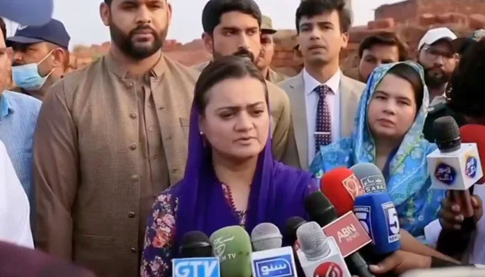 Senior Provincial Minister Marriyum Aurangzeb speaks with media persons during visits to Kasur on July 23, 2024. — Screengrab via Facebook/Marriyum Aurangzeb