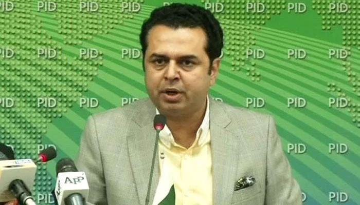 Pakistan Muslim League-Nawaz (PM-N) Senator Talal Chaudhry addresses a press conference in this undated image. — PID/File