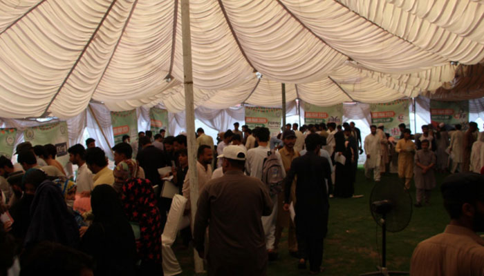 A glimpse of a job fair organised by IAP and NAVTTC at the IAP office on July 25, 2024. — Facebook/Industrialists Association Peshawar - IAP