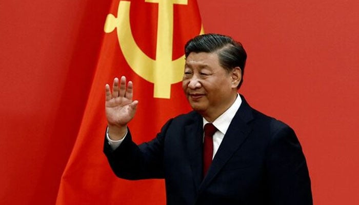 Chinese President Xi Jinping waves his hand after a speech at the 20th National Congress of the Communist Party of China in Beijing, China on October 23, 2022. — Reuters