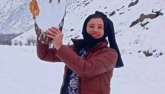 Sultana Bibi, third female mountain climber from Pakistan to reach the summit of the second highest peak in the world K2 poses for a photo. — Reporter/File