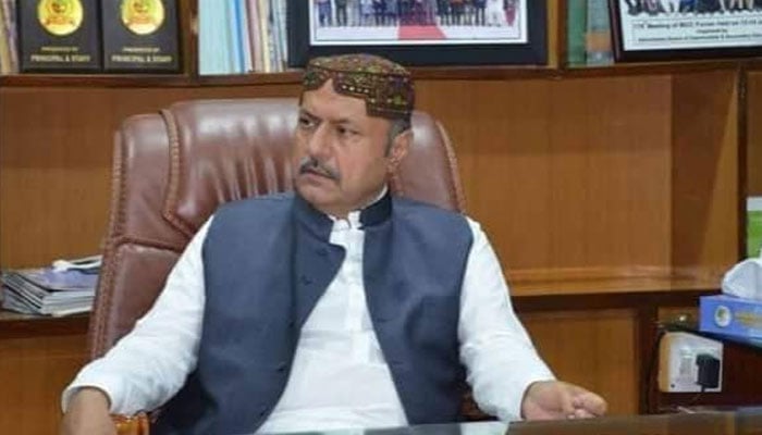 Sindh Minister for Universities and Boards Muhammad Ali Malkani sits in his office on May 19, 2024. — Facebook/Muhammad Ali Malkani