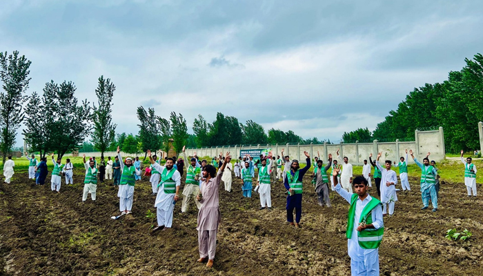 District Youth Affaires Charsadda successfully conducted a Mega Monsoon Plantation Drive at Bacha Khan University Charsaddas new campus on August 1, 2024. — Facebook/@Mustafa Mian