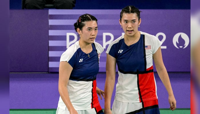 Annie Xu (left) and Kerry Xu are pictured during the Paris 2024 Olympic Games in Paris. — AFP/File