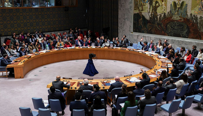 Members of the United Nations Security Council vote on a proposal on December 22, 2023. —Reuters