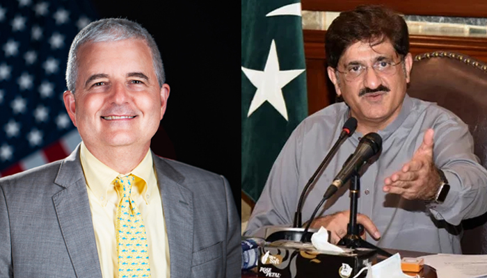 United States Consul General in Karachi Conrad Tribble (left) and Chief Minister Syed Murad Ali Shah (right) seen in this image. — US EMBASSY website/X/@SindhCMHouse/file