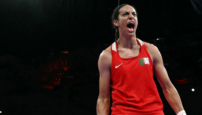 Algeria’s Imane Khelif celebrates her victory over Hungary’s Anna Luca Hamori in the women’s 66kg quarter-final boxing match during the Paris 2024 Olympic Games at the North Paris Arena, in Villepinte on August 3, 2024. — AFP