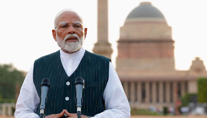 Indias Prime Minister Narendra Modi addresses the media after his meeting with President Droupadi Murmu, at the Presidential Palace in New Delhi, India, on June 7, 2024. — Reuters