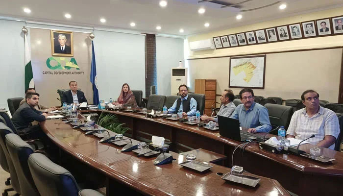 Chairman Capital Development Authority (CDA) Chaudhary Muhammad Ali Randhawa presides over a meeting at CDA headquarters on May 20, 2024. — Facebook/Capital Development Authority - CDA, Islamabad