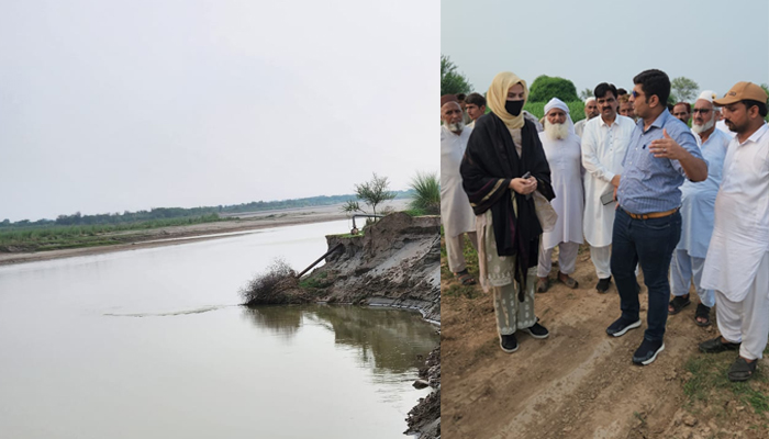 South Punjab Irrigation Department officials inpsect water levels in the river in light of possible floods in this image released on August 7, 2024. — Facebook/@Punjab.Irrigation.D