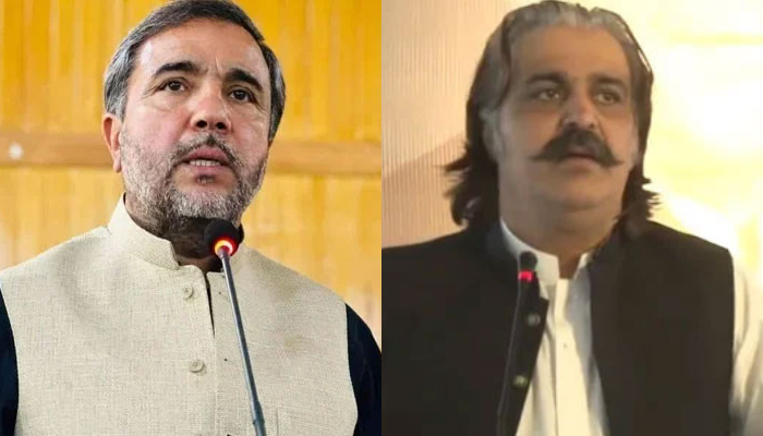 This combo of images shows, the Mayor of Mardan Himayatullah (left) and KP Chief Minister Ali Amin Gandpaur (right). — Facebook/Himayat Ullah Mayar/Ali Amin Khan Gandapur