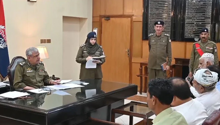 RPO of Rawalpindi Region Babar Sarfaraz Alpa listens to the grievances and complaints of citizens in an open court at the regional office on July 22, 2024. — Screengrab via Facebook/RpoRwp