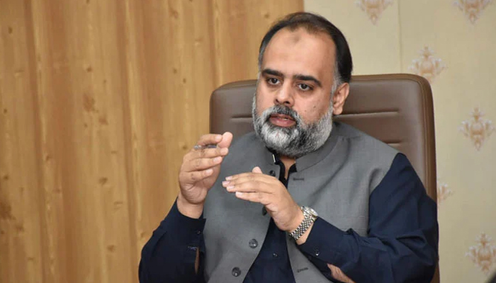 Provincial Health Minister Syed Qasim Ali Shah gestures during a meeting on March 26, 2024.  Facebook/@SQasimAliShah