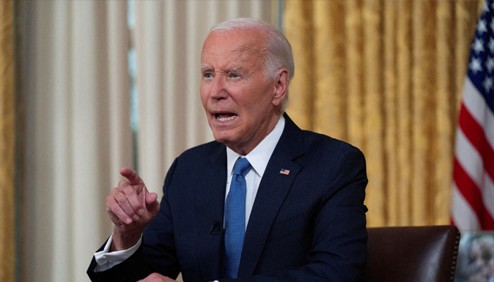 US President Joe Biden addresses the nation from the Oval Office of the White House in Washington, July 24, 2024. — Reuters