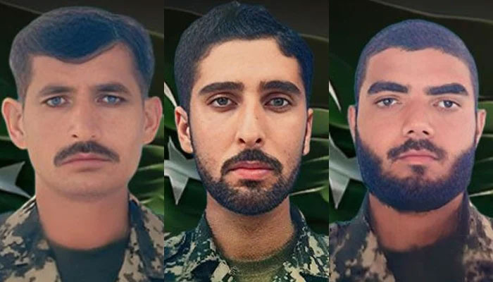 (From left to right) Martyred soldiers Havildar Inam Gul, Sepoy Muhammad Imran,and Sepoy Iltaf Khan. — ISPR