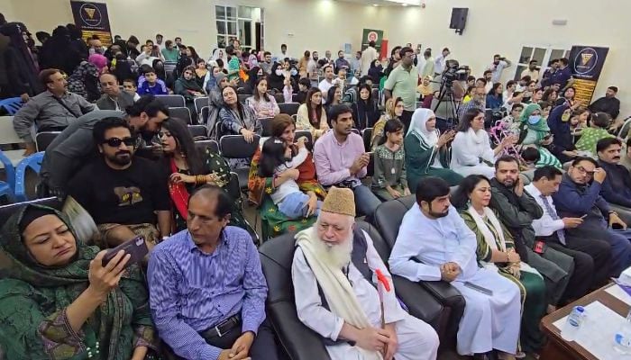 Members of the Pakistani community attend an event celebrating Pakistans 78th Independence Day at the Pakistan Social Center in Sharjah, UAE on August 11, 2024. — Reporter