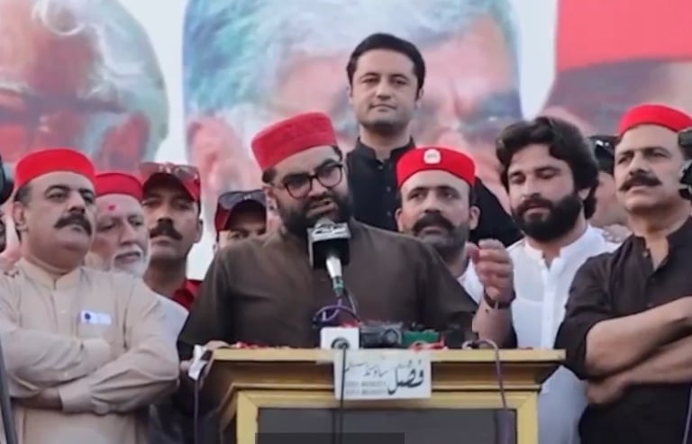 Awami National Party President Aimal Wali Khan speaks to party workers on August 12, 2024. — Facebook/@AimalKWali