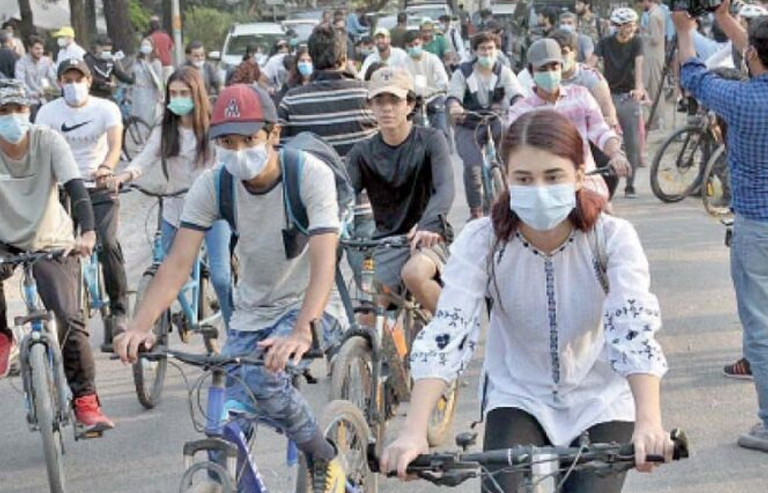 Young students are riding bicycles in sports cycle rally seen in this image. — APP/file