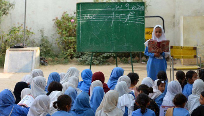 A representative image of students during a class in a school .— AFP/File