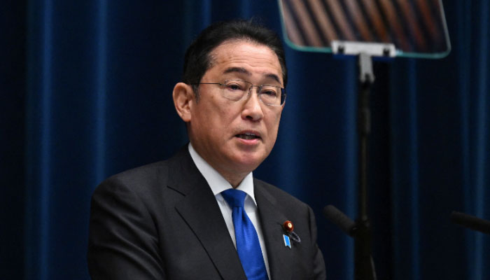 Japans  Prime Minister Fumio Kishida speaks during a press conference at the prime ministers office in Tokyo on August 14, 2024. — AFP