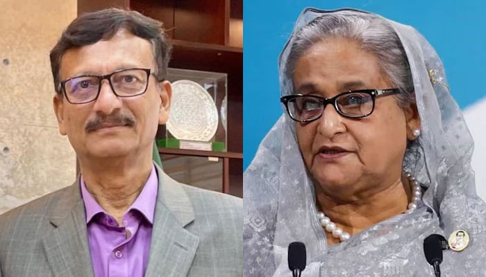 This combo of images shows, Bangaldeshs interim governments Foreign Affairs Adviser M Touhid Hossain (left) and former prime minister Sheikh Hasina. — Facebook/UK in Bangladesh/Reuters/File