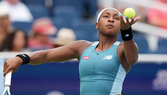 Coco Gauff of the United States serves during her match against Yulia Putintseva of Kazakhstan during Day 5 of the Cincinnati Open in Mason, Ohio on August 15, 2024. — AFP