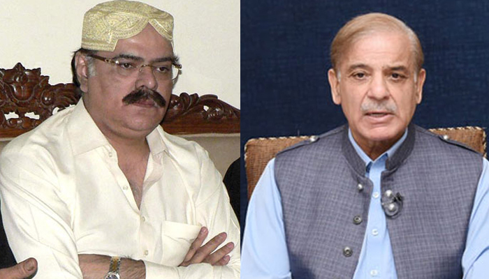 MNA Makhdoom Jameel-uz-Zaman (left) Prime Minister Shehbaz Sharif (right) seen in this image. — INP/X/@Abubakar Umer/file