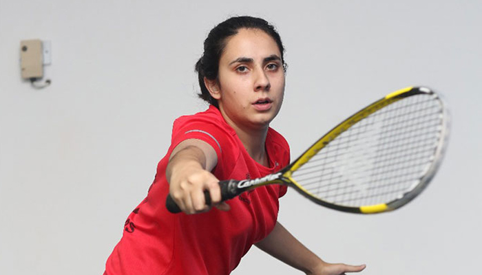 International squash player Noorena Shams in action seen in this image. — Geo TV website/file