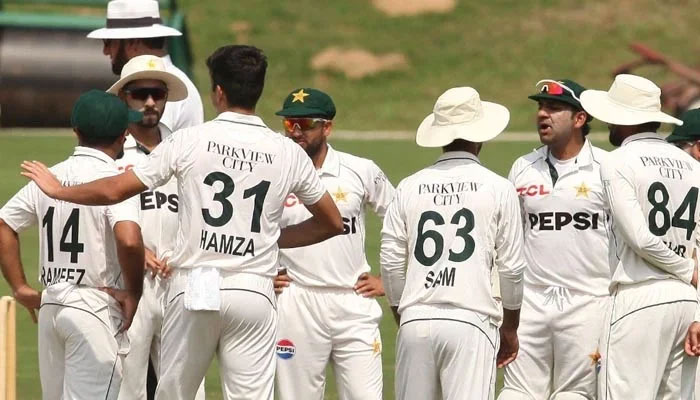 Pakistan Shaheens in a huddle during a four-day match. — PCB/File