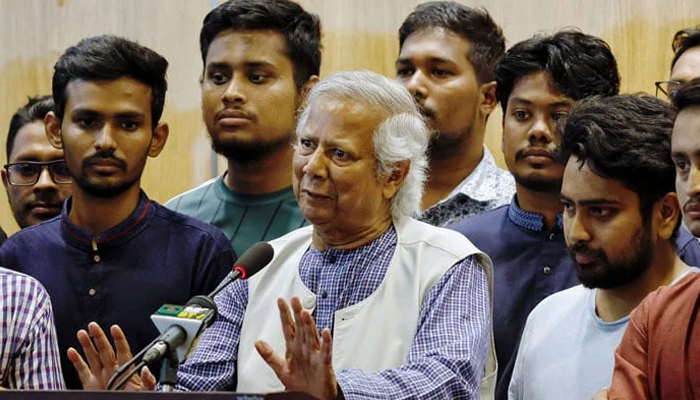 Nobel laureate and interim Bangladeshi leader Mohammad Yunus is speaking during a press briefing with Bangladeshi students as the head of the interim government in Bangladesh at the Hazarat Shahjalal International Airport in Dhaka, Bangladesh, August 8, 2024. — Reuters