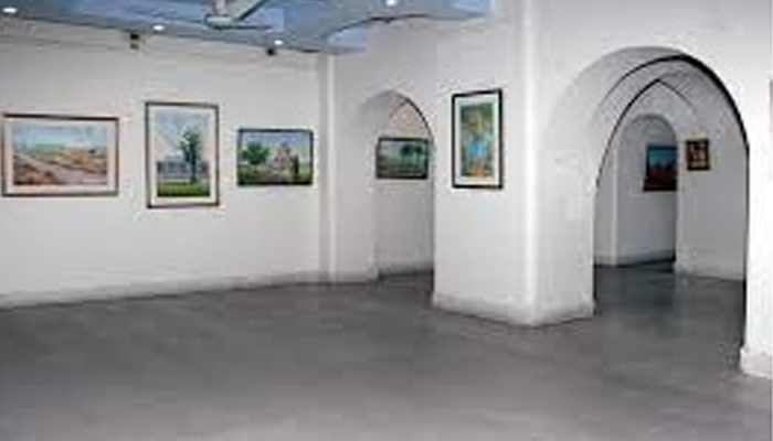 Mussarat Chughtais My Pakistan painting at Coopera Art Gallery hall seen in this image. — APP/file