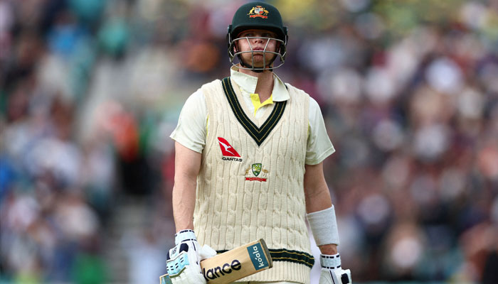 Australias Steve Smith reacts as he walks after losing his wicket, caught by Englands Zak Crawley off the bowling of Chris Woakes. — Reuters/file