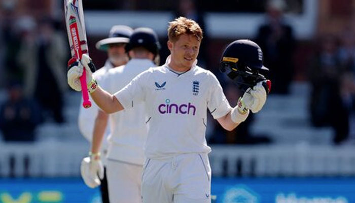 Englands Ollie Pope celebrates reaching his double century . — Reuters/file