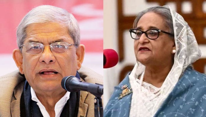 Bangladesh Nationalist Party’s Secretary-General Mirza Fakhrul Islam Alamgir (left) and ousted prime minister of Bangladesh Sheikh Hasina (right). — Reuters/AFP/File