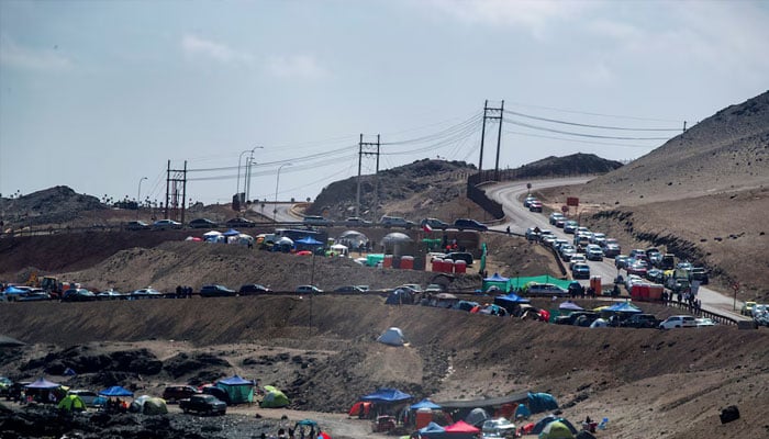 Workers from BHPs Escondida copper mine, camp close to Coloso port owned by the copper company, strike in Antofagasta, Chile August 15, 2024. REUTERS