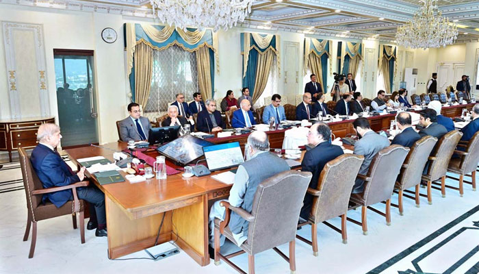 Prime Minister Muhammad Shehbaz Sharif chairs a review meeting regarding the countrywide anti-smuggling drive on August 21, 2024. — APP