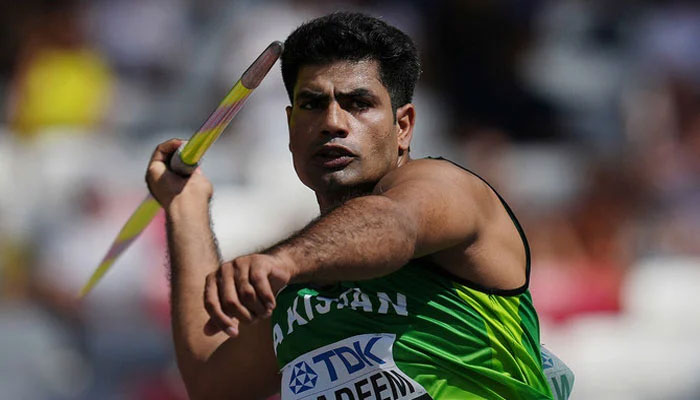 Pakistans Arshad Nadeem at the Mens Javelin Throw qualification round at the World Athletics Championship in Budapest, Hungary on August 25, 2023. — Reuters