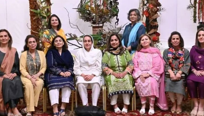 Members of the Floral Art Society of Pakistan Gardenia Chapter pose for a group photo at the General body meeting. — Instagram/gardenia.pak/File