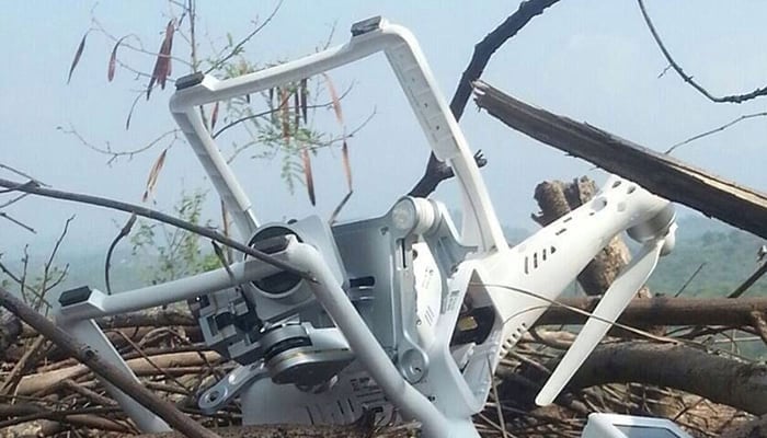 A representational image showing an Indian Armys mini UAV that crashed into the Pakistani territory. — ISPR/File