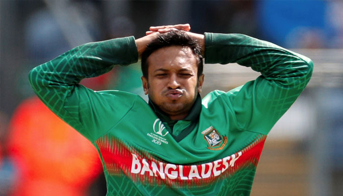 Bangladeshs Shakib Al Hasan reacts. — Reuters/file