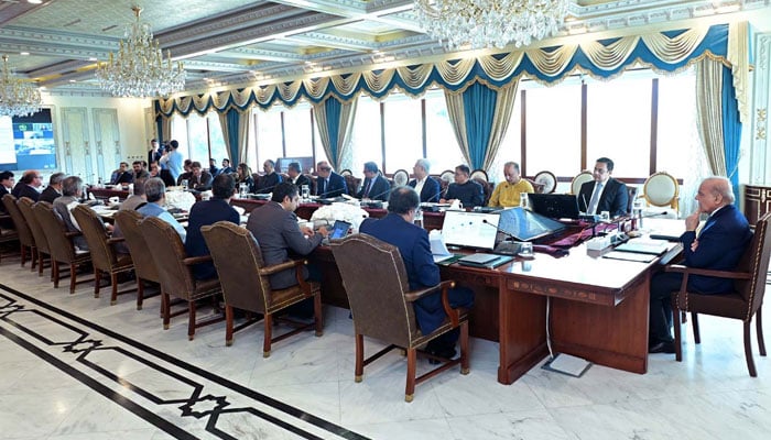 Prime Minister, Muhammad Shehbaz Sharif chairs a review meeting regarding Electronic Procurement, E-Pak Acquisition and Disposal System/E- PADS at PM House in Islamabad on August 24, 2024. — PPI