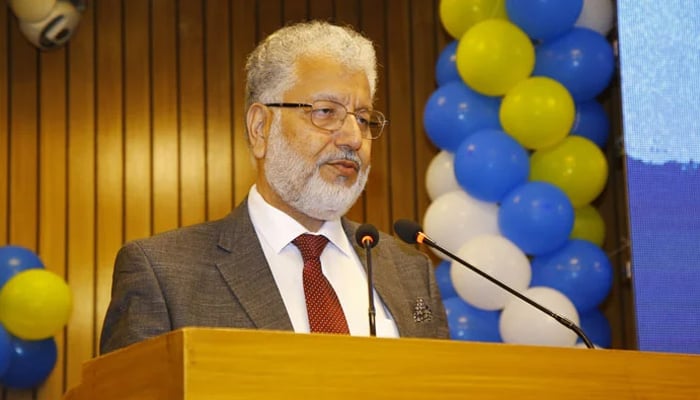 Higher Education Commission of Pakistan (HEC) Chairman Prof. Dr Mukhtar Ahmed addresses an event on May 2, 2024. — Facebook/@ChairmanHEC