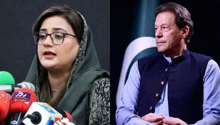 This combo of images shows, Punjab Information Minister Azma Bokhari (L) and PTI founder Imran Khan (R). — Facebook/Dr Yasmin Rashid/PPI/File