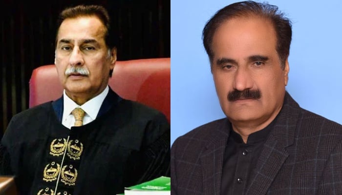 This combo of images shows, National Assembly Speaker Sardar Ayaz Sadiq (left) and  PTI-backed MNA Haji Imtiaz Ahmad Choudhry. — Facebook/SardarAyazSadiq/National Assembly of Pakistan Website/File