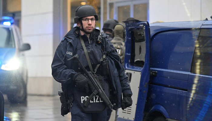 A representational image showing armed police officers at a market in Dresden, Germany, on December 10, 2022. — Reuters